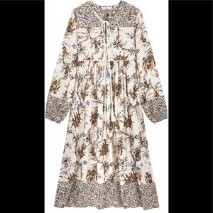 NWOT R.Vivimos Floral Print Retro V Neck Tassel Bohemian Midi Dresses, Sz S